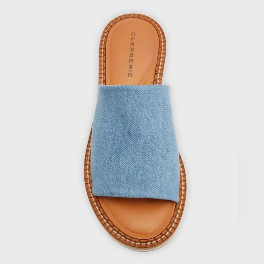 Clergerie Paris FastJ Denim Flatform Sandals, New, Size US 10.5 - Picture 3 of 11
